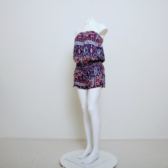 Thinner Aztec Tribal Print Strapless Romper - Picture 1 of 7